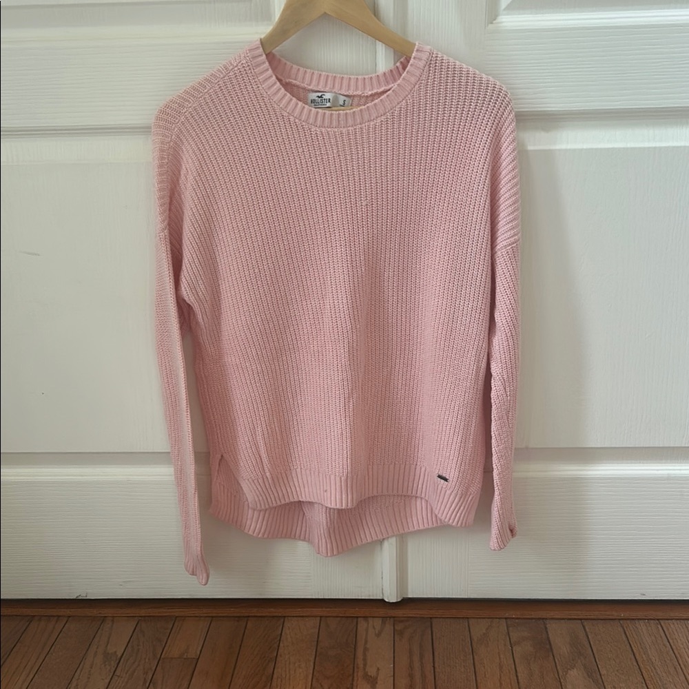 Hollister Pink Crew Neck Sweater with Ribbed Knit